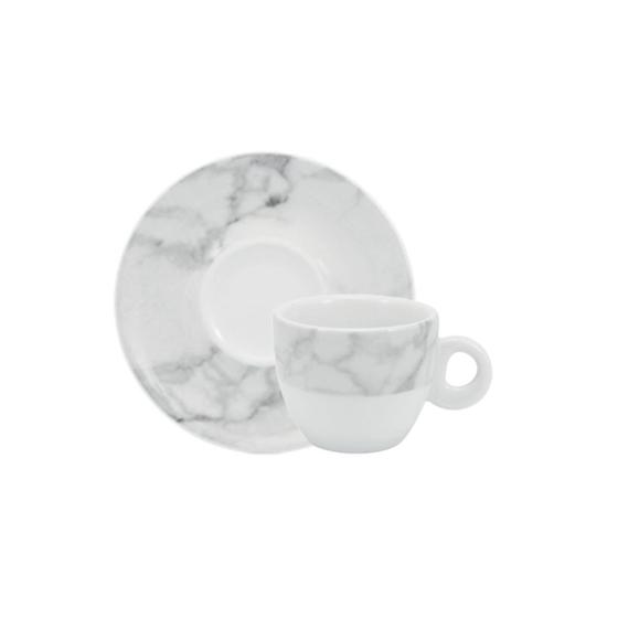 Imagem de Xícara Café com Pires 80ml Porcelana Schmidt - Dec. Mármore Cinza 2343