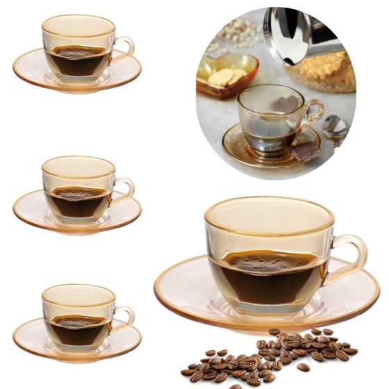 Imagem de Xicara café menfis ambar borda dourada 85ml 4pc