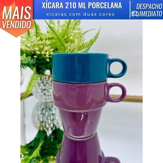 Imagem de Xícara Caneca 210ml Porcelana Empilhável Moderno para Café Chá Leite