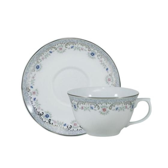 Imagem de Xícara Chá com Pires 200ml Porcelana Schmidt - Dec. Saint Germain Izabel 2339