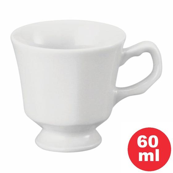 Imagem de Xícara de Café com Pé 08 Porcelana Branca 60ml Linha Prisma. Pode ser usado em microondas e Lava-Louça - Schmidt