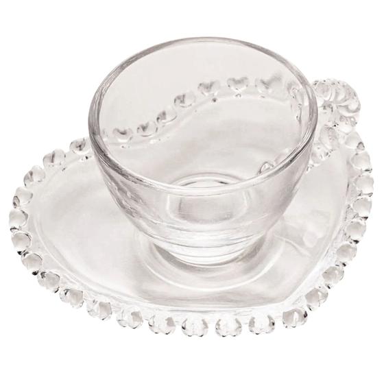 Imagem de Xícara de Café com Pires de Coração Cristal 80ml