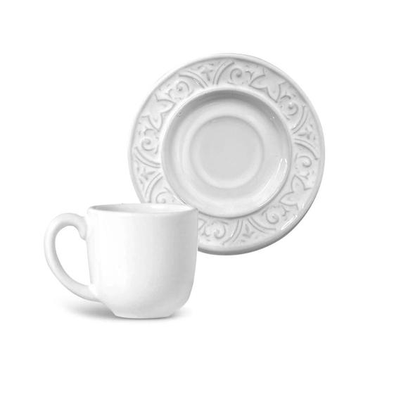 Imagem de Xicara de Café com Pires em Cerâmica Porto Branco 72 ml - 1 Unid.