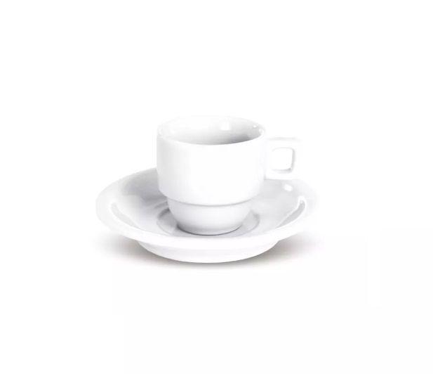 Imagem de Xícara de Café Empilhável com Cabo Quadrado e Pires em Porcelana Branca 60ml - Terramada