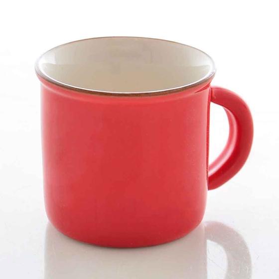 Imagem de Xícara de Café Esmaltada Branca e Vermelha 5x5,5cm