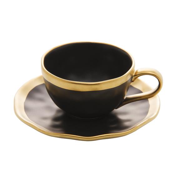 Imagem de Xícara De Café Porcelana Preto E Dourado Dubai 90Ml - Wolff