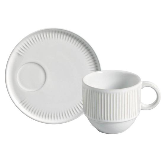 Imagem de Xícara de Chá Linhas New White Porto Brasil 230 ml com Pires