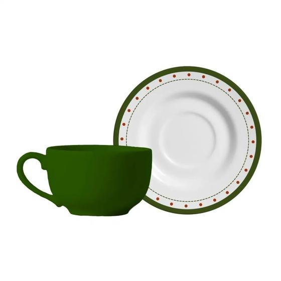 Imagem de Xícara de Chá Verde Mal com Pires Christmas Dots Plus 7585-104 - Alleanza