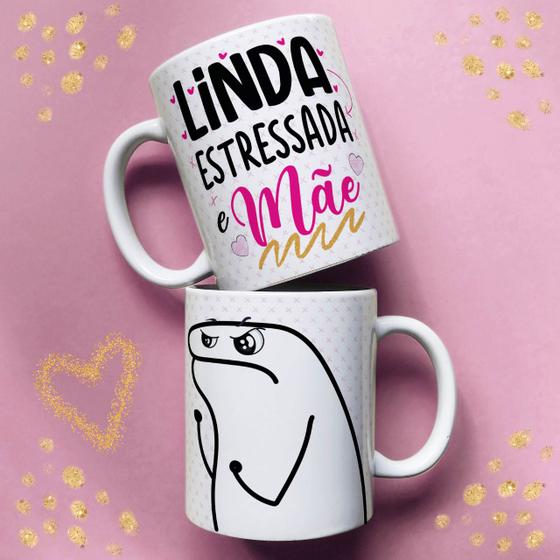 Imagem de Xicara de porcelana 325ml flork dia das mães ref0128 - casa fé