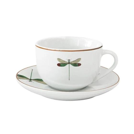 Imagem de Xícara para Café com Pires Libélula Porcelana Branca 80 ml L'Hermitage