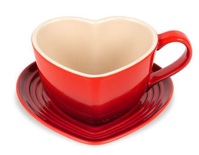 Xicara Para Café Vermelho Formato Coração Com Pires 220ml Le Creuset