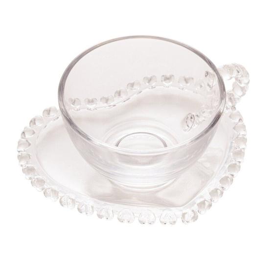 Imagem de Xicara para Chá com Pires de Cristal de Chumbo Coração 170ml Lyor
