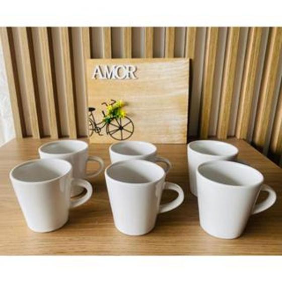 Imagem de Xicara Porcelana 120ml Café Chá Canecas Branca Kit com 6 Peças