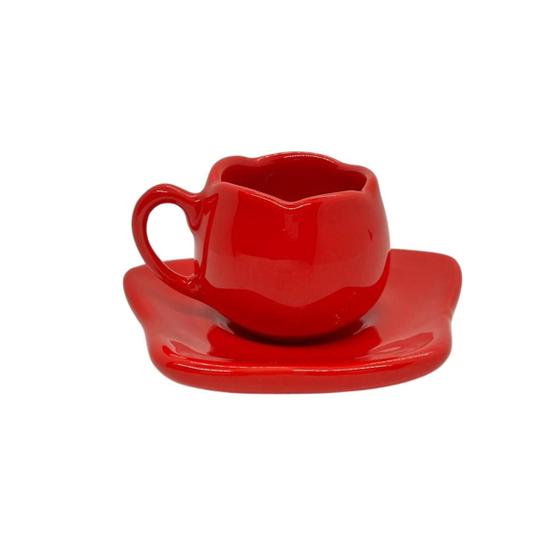 Imagem de Xícara Tulipa de Café com Pires em Porcelana Lisa