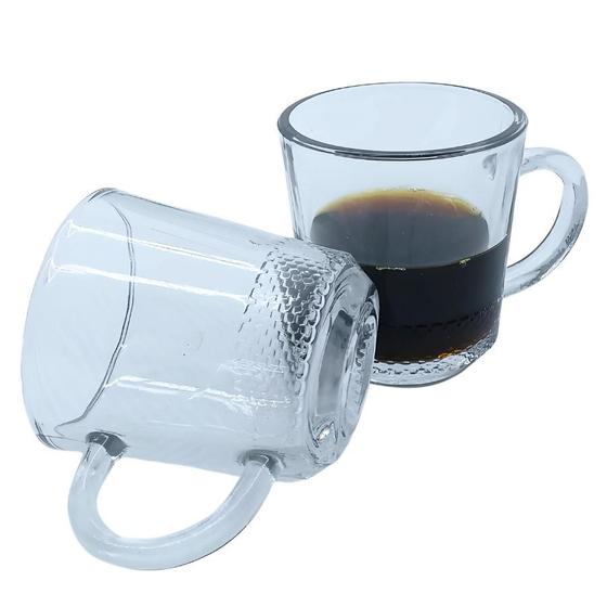 Imagem de Xicara Vidro Transparente Café Chá Cappuccino Com Alça Messina 90ml