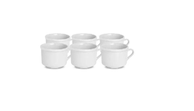 Imagem de Xicaras cha de porcelana branca conjunto c/ 6pçs 150ml - RR PORCELANAS