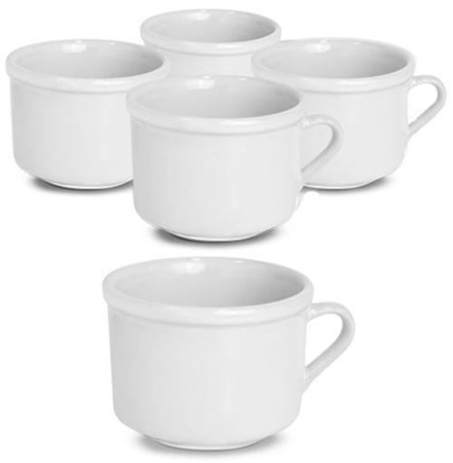 Imagem de Xicaras Cha De Porcelana Branca Conjunto Com 6Peças 150Ml