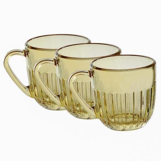 Imagem de Xícaras Conjunto Decorativo Com 3 Designer Versátil Moderno Dourado Café Chá