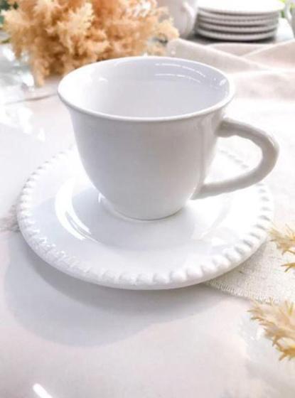 Imagem de Xícaras de Chá c/ Pires Branco 6 Peças - Scalla