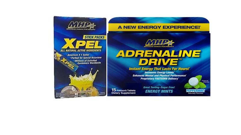 Imagem de Xpel Stick packs abacaxi com coco 20 saches + Adrenaline 15 pastilhas