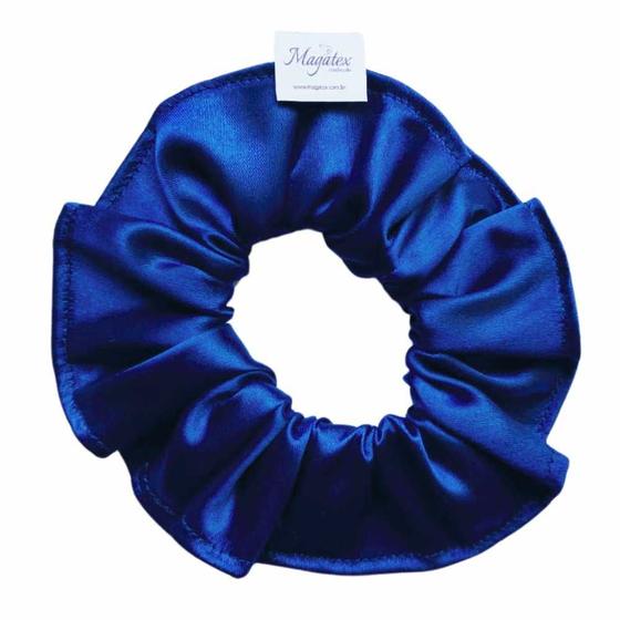 Imagem de Xuxinha de Cetim Scrunchie Elástico de Cabelo Azul Royal