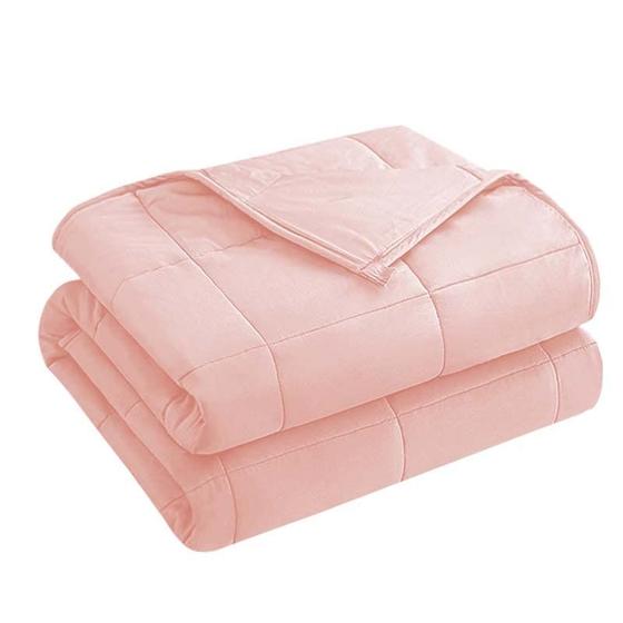 Imagem de Yescool cobertor pesado para adultos (15 lbs, 60 "x 80", rosa) cobertor pesado de resfriamento para dormir perfeito para 140-160 lbs, cobertor respirável queen size com grânulo de vidro premium