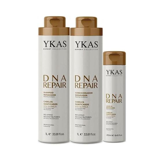 Imagem de Ykas Dna Repair Shampoo + Condicionador 1L + Leave-in 250ml