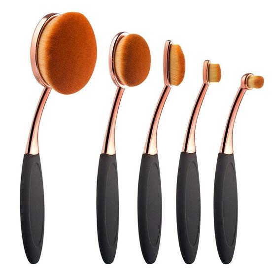 Imagem de Yoseng Oval Foundation Brush 5 Pcs Escova de dentes escovas de maquiagem Fast Flawless Aplicação Creme Líquido Pó Fundação