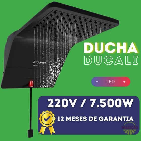Zagonel ducha ducali black eletronica 7500w 220v chuveiro preto Menor preço em Zagonel ducha ducali black eletronica 7500w 220v chuveiro preto