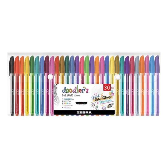 Imagem de Zebra Doodlerz Gel Stick Canetas Ponta 1,0 Mm - 30 Unidades