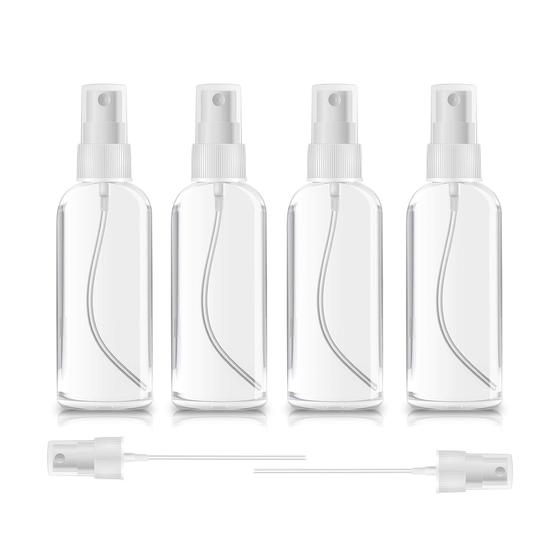 Imagem de ZEROFIRE 2 Pack/4 Pack Spray Bottles 1oz/2oz Plástico Transparente Vazio Mini Spritzer Recarregável para Viagens, Limpeza, Jardinagem, Atomizador de Cuidados da Pele para Óleos Essenciais, Perfume