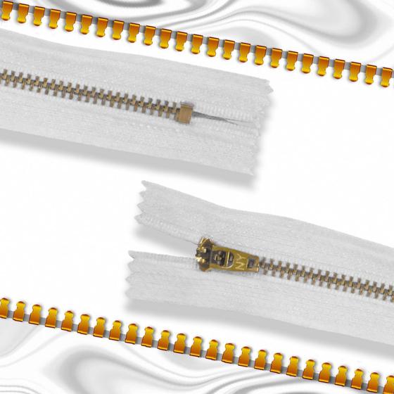Imagem de Zíper de Metal Fixo Branco 18 cm - Com 10 Unidades - BRX