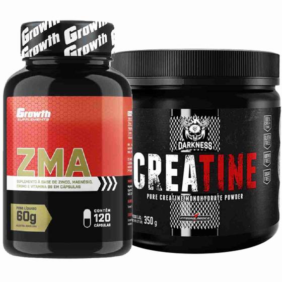Zma 120 Caps Growth + Creatina 350g Darkness IntegralMedica Growth