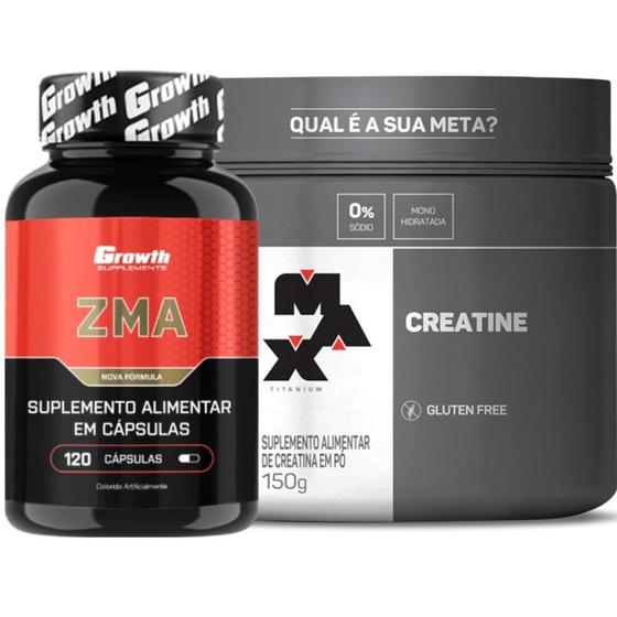 Imagem de Zma 120 Caps Growth + Creatina Pura 150g Max Titanium