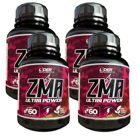 Zma Ultra Power 60 Cápsulas De 500Mg Kit Com 4 Potes Lider Vendas Fitoterápicos Magazine