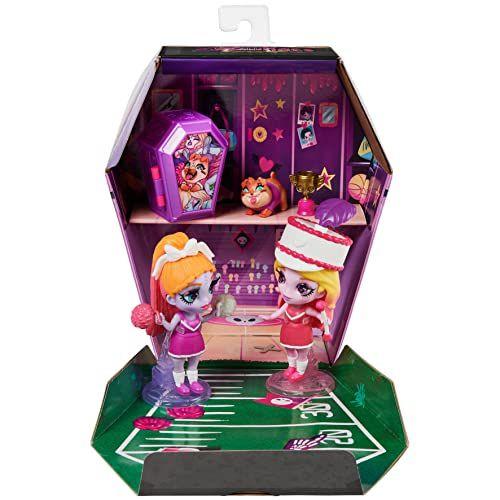 Imagem de Zombaes Forever, Scream Queens Deluxe Zombie Dolls Set com 2 figuras exclusivas de 3,5 polegadas, animal de estimação e acessório, presentes de Halloween, brinquedos infantis para meninas