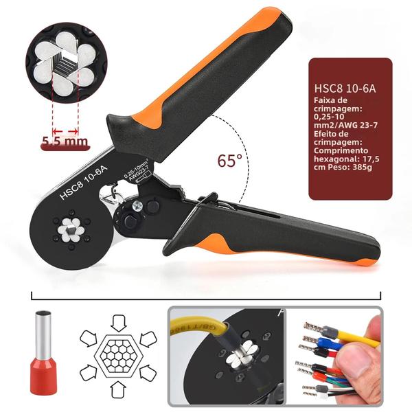 Imagem de 0.08-16mm2 Terminal Tubular Crimper Kit Hsc8 Alicate De Friso Elétrico Conjuntos De Braçadeira