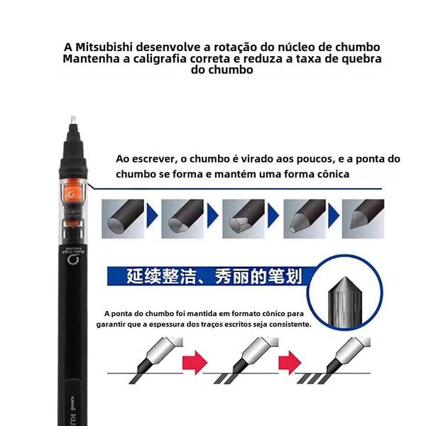 Imagem de 0.5mm Uni Kuru Toga Lápis Mecânico M5-452 Rotação Automática Desenho Material Escolar Papelaria