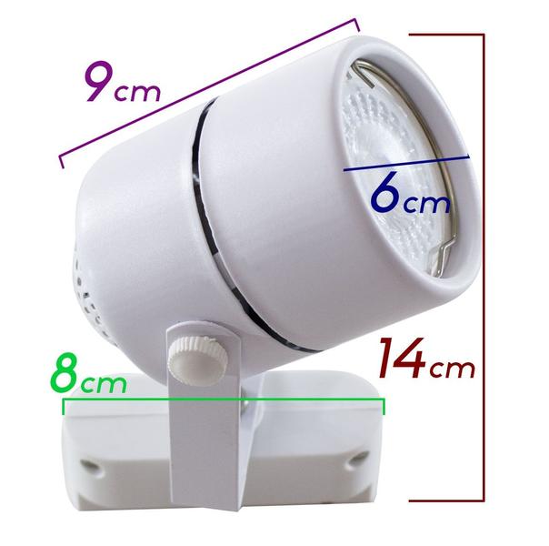 Imagem de 01 Trilho Eletrificado 1m branco + 3 Spot Gu10 Mr16 Led 6w 6000K branco frio ST685