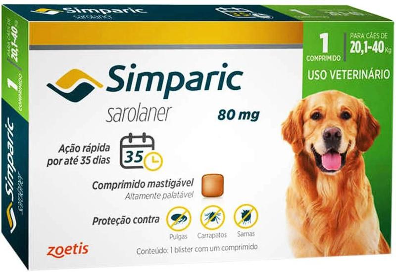 Imagem de 01 uni Antipulgas E Carrapatos Simparic 20,1 A 40 Kg (80 Mg)