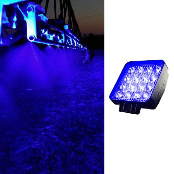 Imagem de 01 Unidade Farol De Led Azul Blue Beam 48w 16 Led Agricola