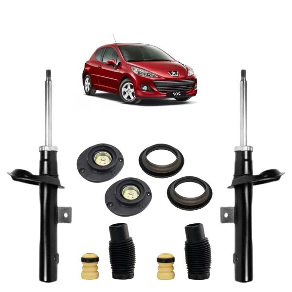 Imagem de 02 Amortecedor Monroe + 02 Kit Batente Peugeot 207 2008 A 2014 Dianteiro