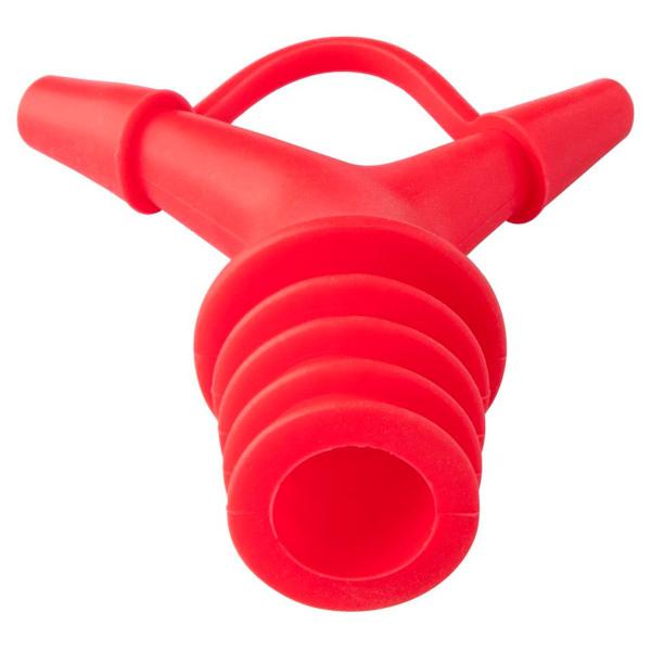 Imagem de 02 Bico Dosador Duplo Em Silicone Para Óleo e Bebidas Vermelho