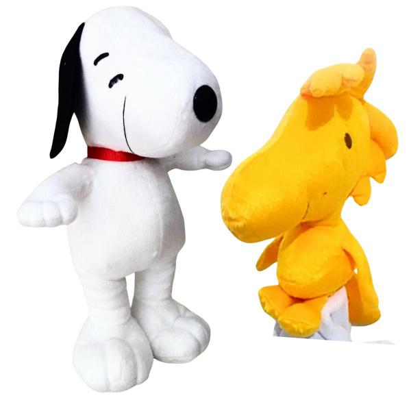 Imagem de 02 Brinquedos Pelucia Cachorro Snoopy e Woodstock 35cm Antialérgico