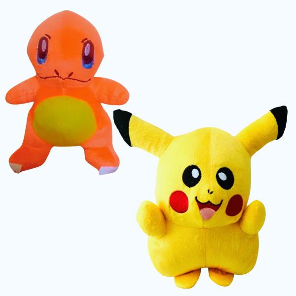 Imagem de 02 Brinquedos Pelucia Pokemom Picachu e Chamander 30cm Antialergico Bordado