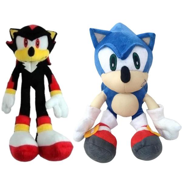 Imagem de 02 Brinquedos Pelucia Sonic e Shadow 35cm Antialergico Bordado