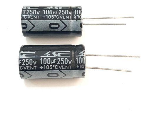 Imagem de 02 Capacitor Eletrolítico 100uf 250v 105º 16 X 30mm Marca Sc