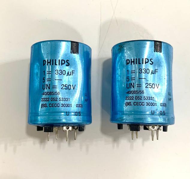 02 Capacitor Snap In 330uf 250v Philips Fabricado na Holanda Imagem de 02 Capacitor Snap In 330uf 250v Philips Fabricado na Holanda