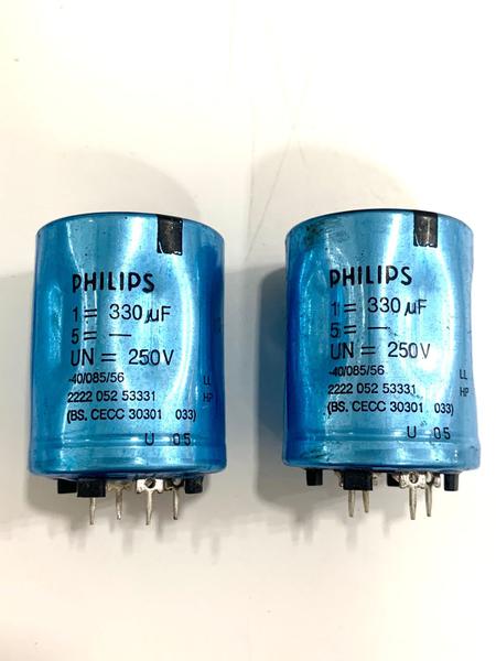 02 Capacitor Snap In 330uf 250v Philips Fabricado na Holanda Imagem de 02 Capacitor Snap In 330uf 250v Philips Fabricado na Holanda
