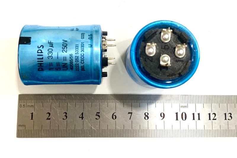 02 Capacitor Snap In 330uf 250v Philips Fabricado na Holanda Imagem de 02 Capacitor Snap In 330uf 250v Philips Fabricado na Holanda